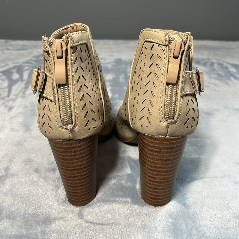 TOP Moda Tan Peep-Toe Ankle Booties - Picture 4 of 9